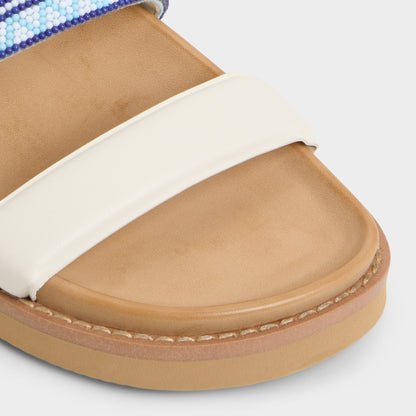 Beachvacay White/Blue Women's Footbed sandals - Slide sandal, Footbed sandal - White/Blue