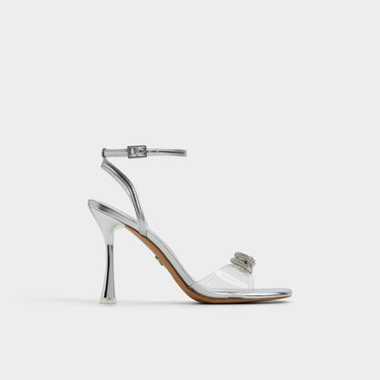 Ozley Silver Women's Strappy Heels - Strappy heeled sandal - Silver