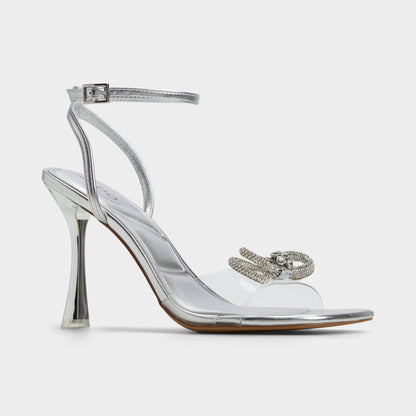 Ozley Silver Women's Strappy Heels - Strappy heeled sandal - Silver