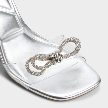 Ozley Silver Women's Strappy Heels - Strappy heeled sandal - Silver