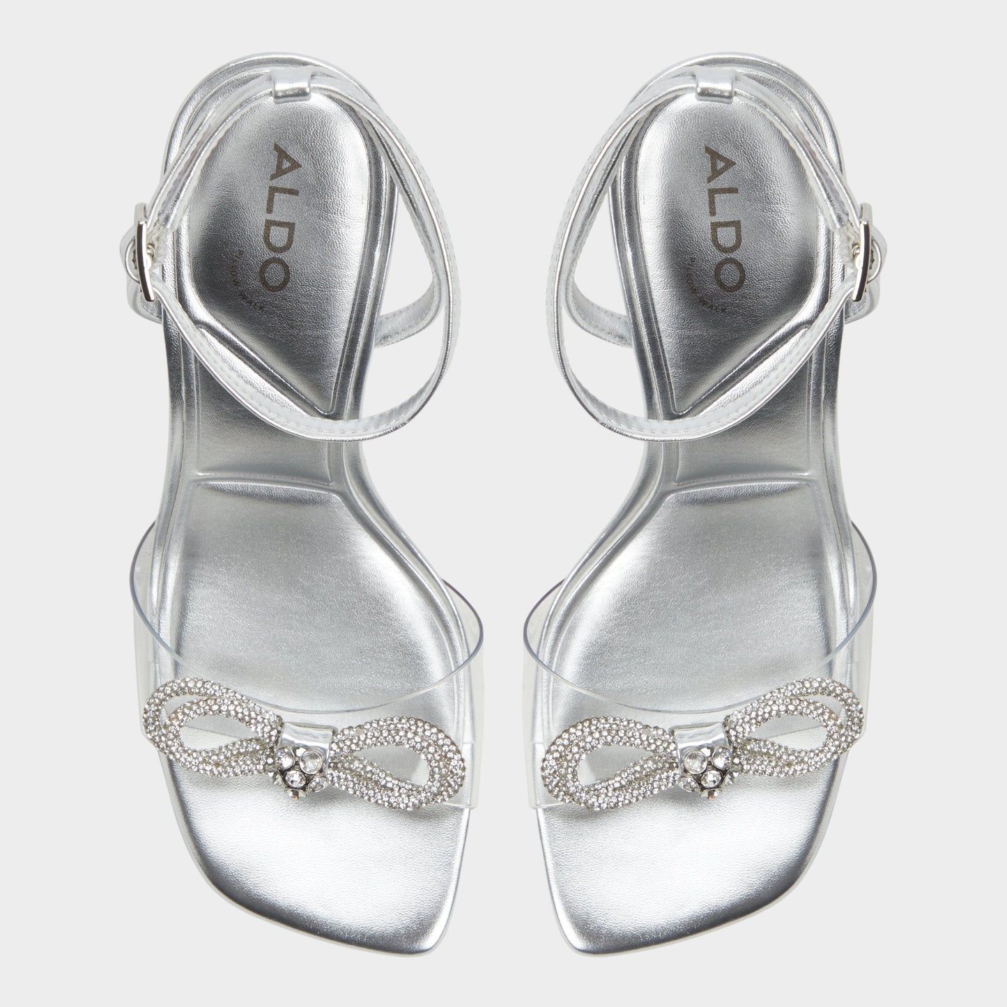 Ozley Silver Women's Strappy Heels - Strappy heeled sandal - Silver