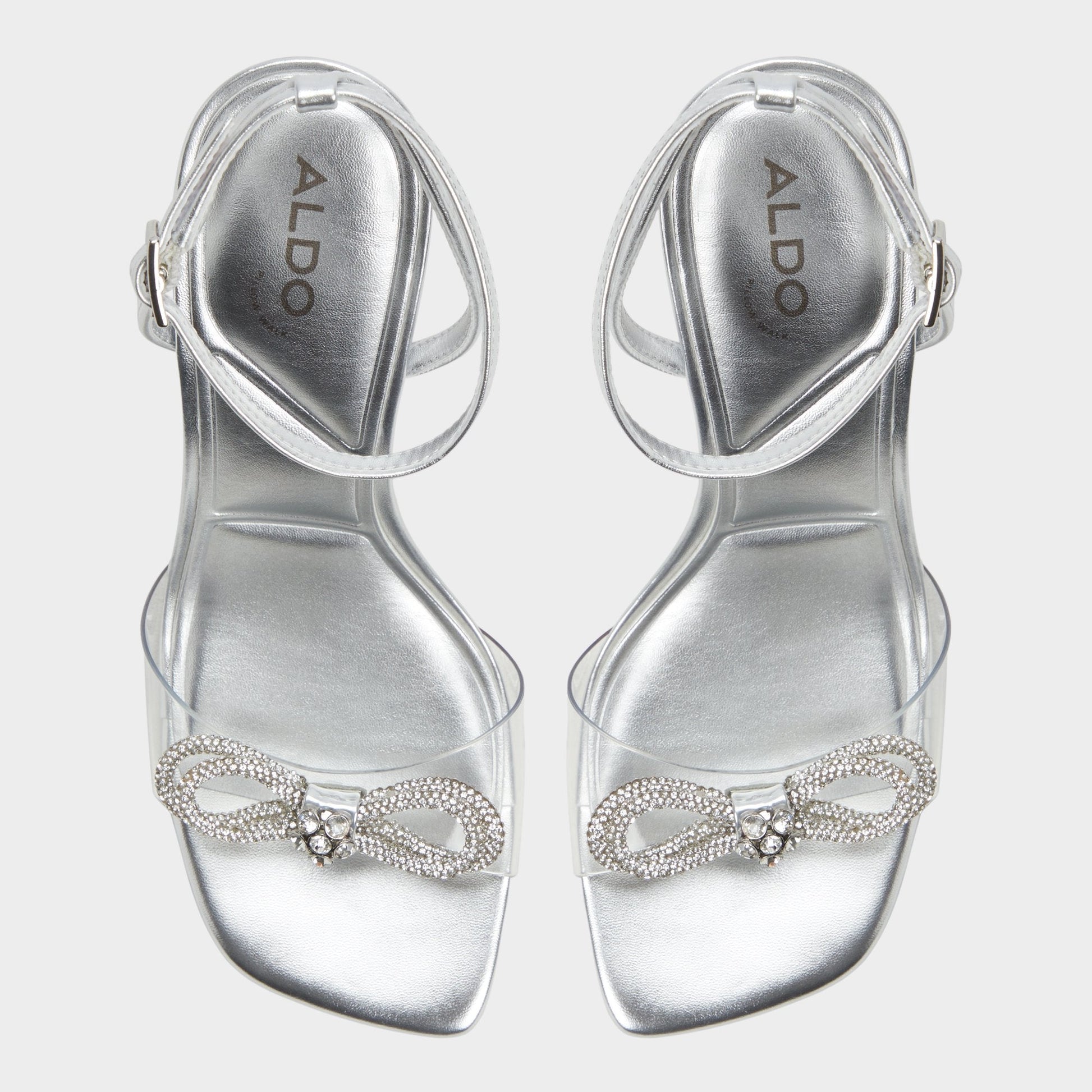 Ozley Silver Women's Strappy Heels - Strappy heeled sandal - Silver