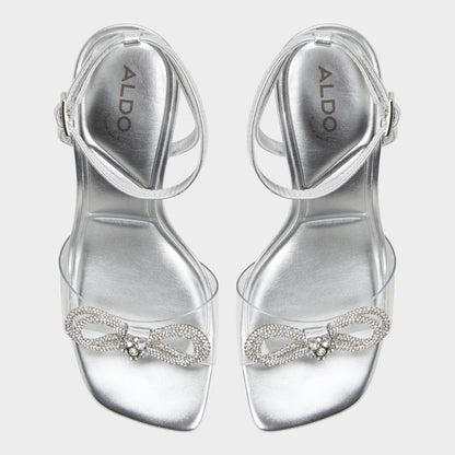 Ozley Silver Women's Strappy Heels - Strappy heeled sandal - Silver