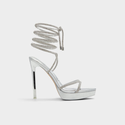 Izabella in Silver 13621003 - Strappy heeled sandal, Platform - Silver