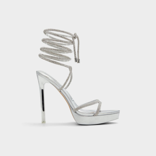 Izabella in Silver 13621003 - Strappy heeled sandal, Platform - Silver