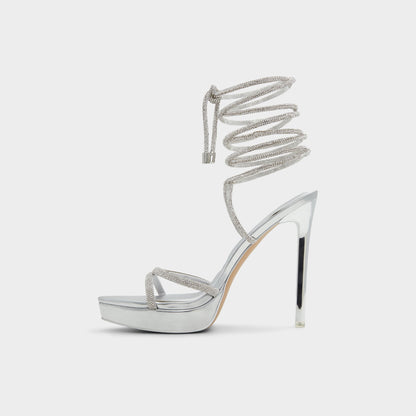 Izabella in Silver 13621003 - Strappy heeled sandal, Platform - Silver