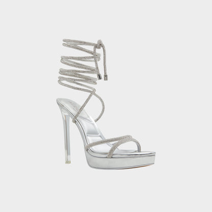 Izabella in Silver 13621003 - Strappy heeled sandal, Platform - Silver