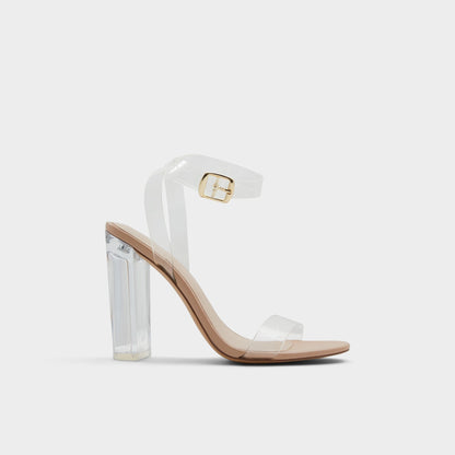 Aniwien Bone Women's Strappy sandals - Strappy heeled sandal, Block heel - Bone