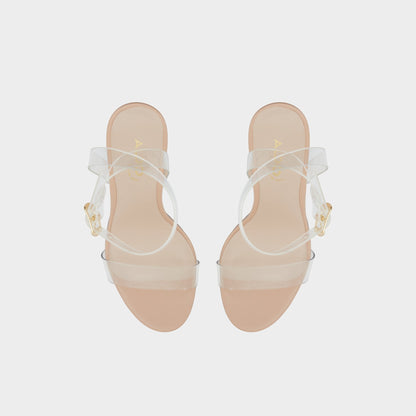 Aniwien Bone Women's Strappy sandals - Strappy heeled sandal, Block heel - Bone