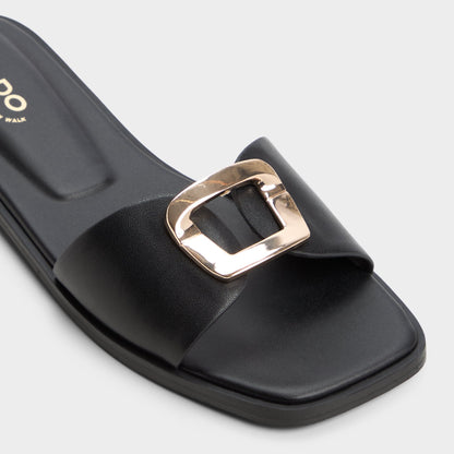 Tidella Black Women's Flats - Slide sandal - Black