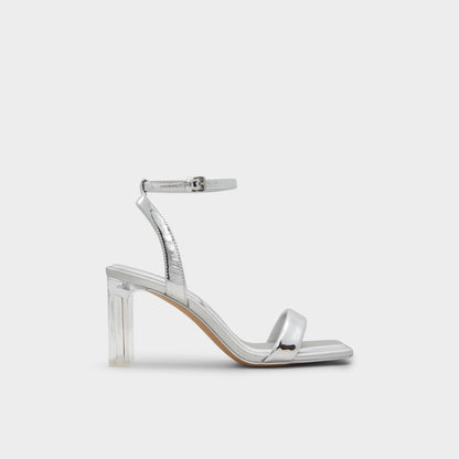 Aurorai Silver Women's Block heels - Strappy heeled sandal, Block heel - Silver