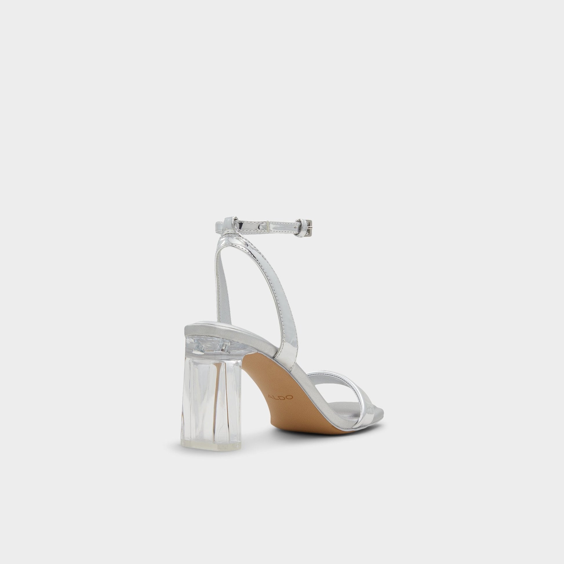 Aurorai Silver Women's Block heels - Strappy heeled sandal, Block heel - Silver