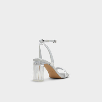 Aurorai Silver Women's Block heels - Strappy heeled sandal, Block heel - Silver