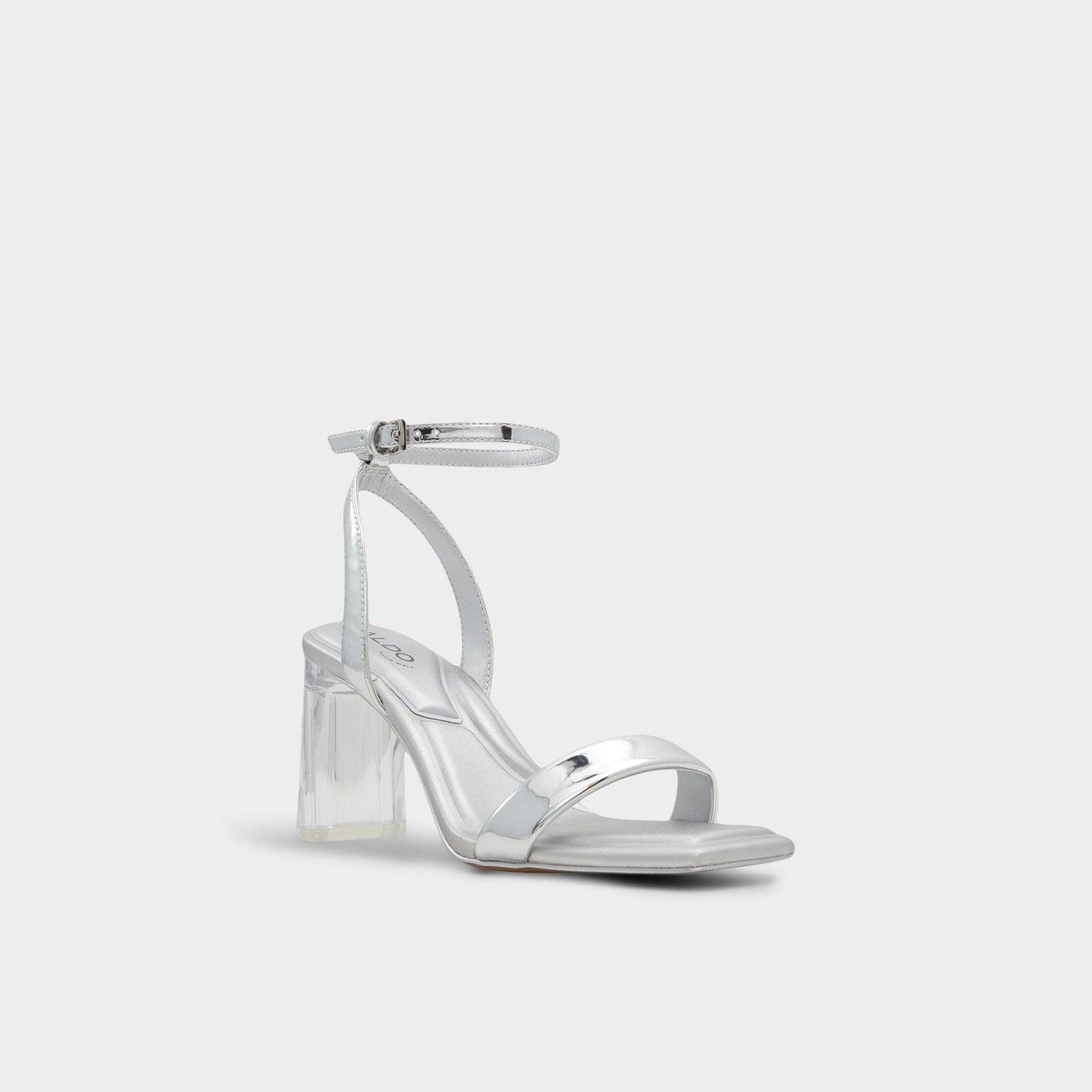 Aurorai Silver Women's Block heels - Strappy heeled sandal, Block heel - Silver