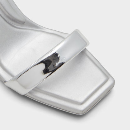 Aurorai Silver Women's Block heels - Strappy heeled sandal, Block heel - Silver