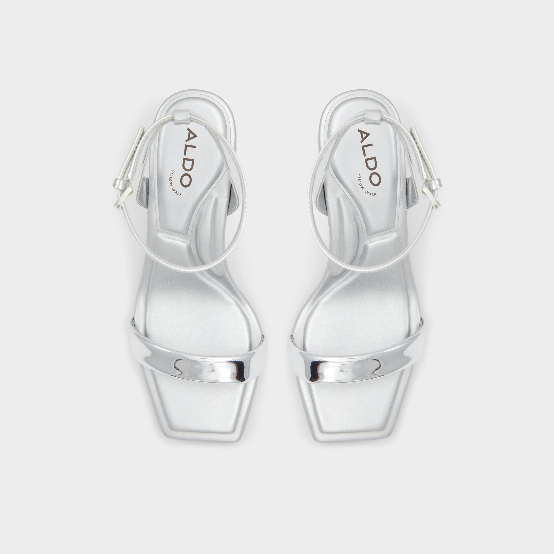 Aurorai Silver Women's Block heels - Strappy heeled sandal, Block heel - Silver