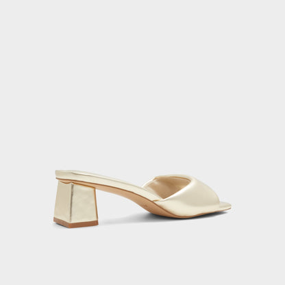 Aneka Gold Women's Heeled mules - Heeled mule, Block heel - Gold