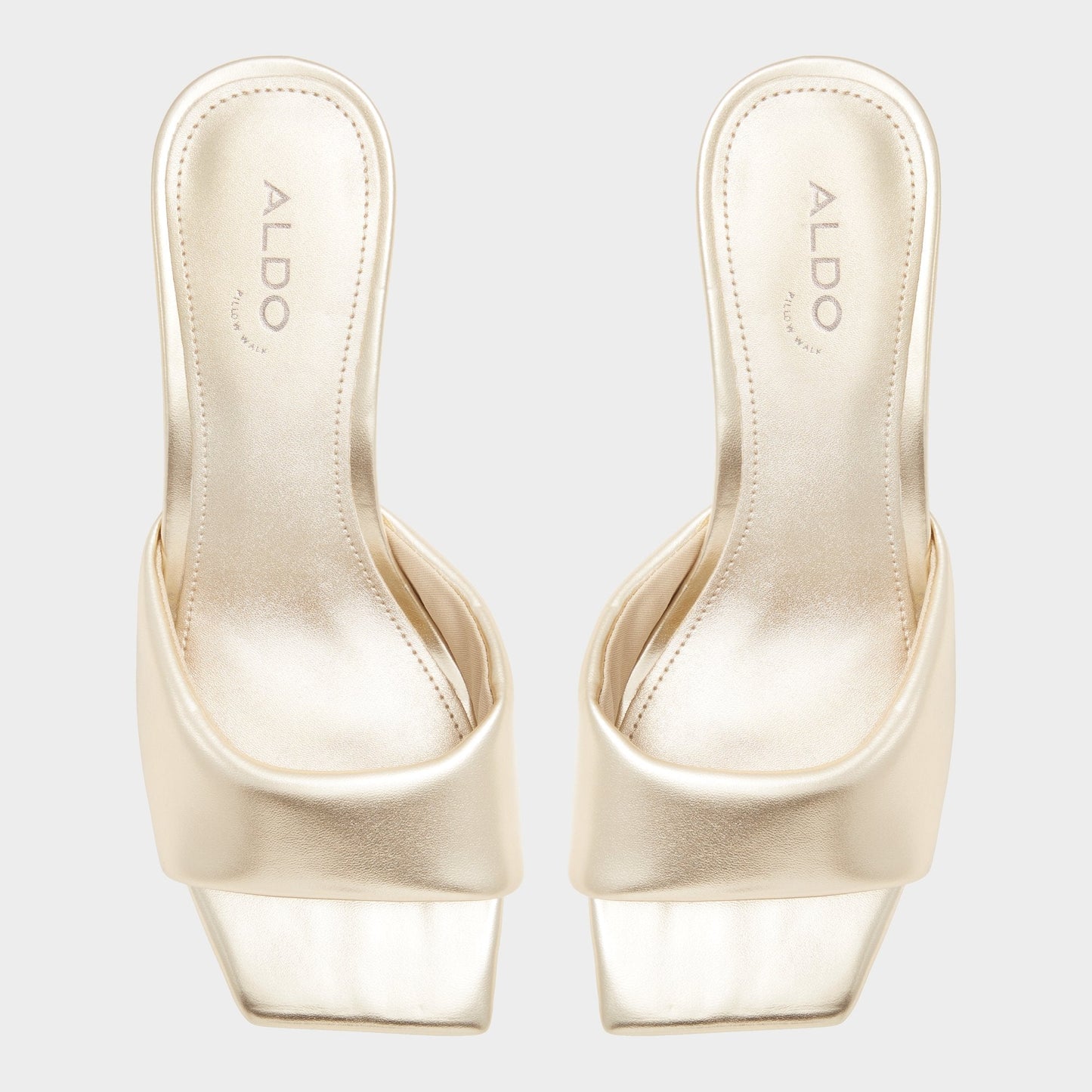 Aneka Gold Women's Heeled mules - Heeled mule, Block heel - Gold