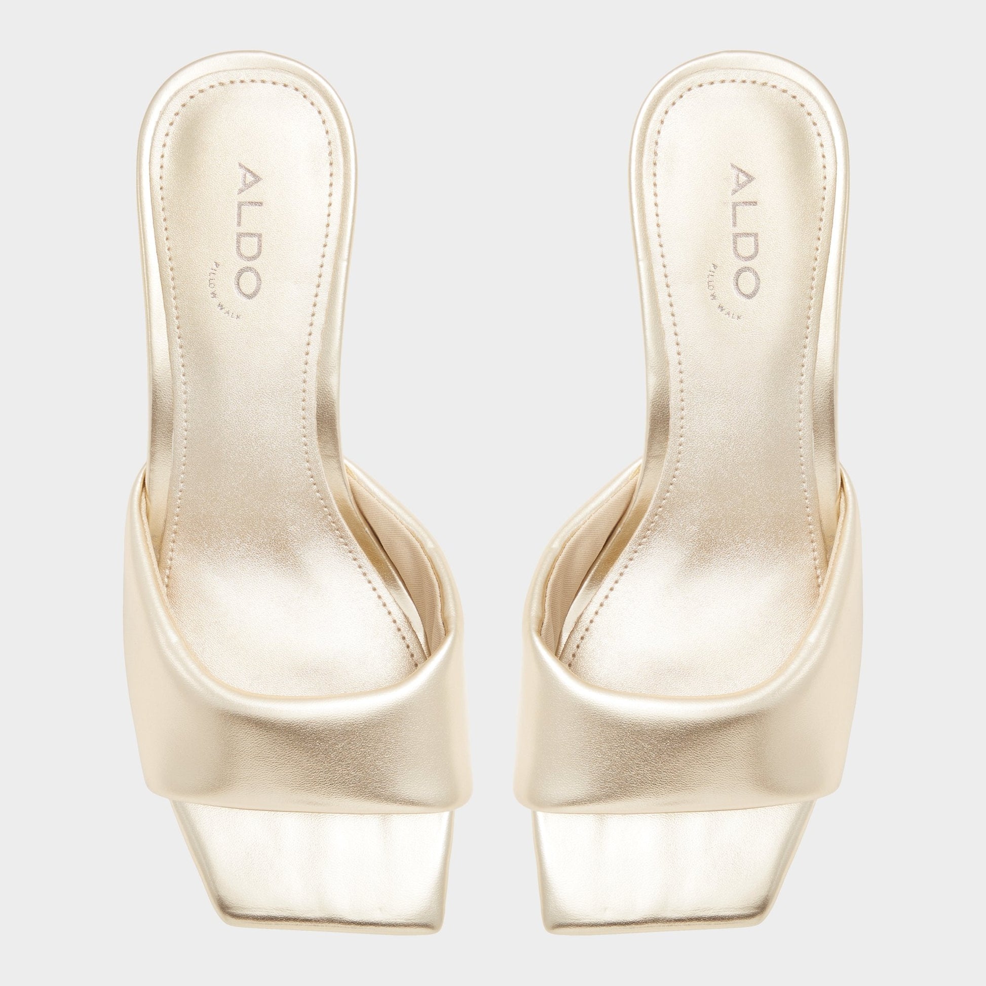 Aneka Gold Women's Heeled mules - Heeled mule, Block heel - Gold
