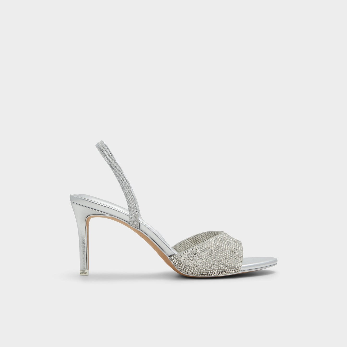 Aitana in Silver - Strappy heeled sandal, Stiletto heel - Silver