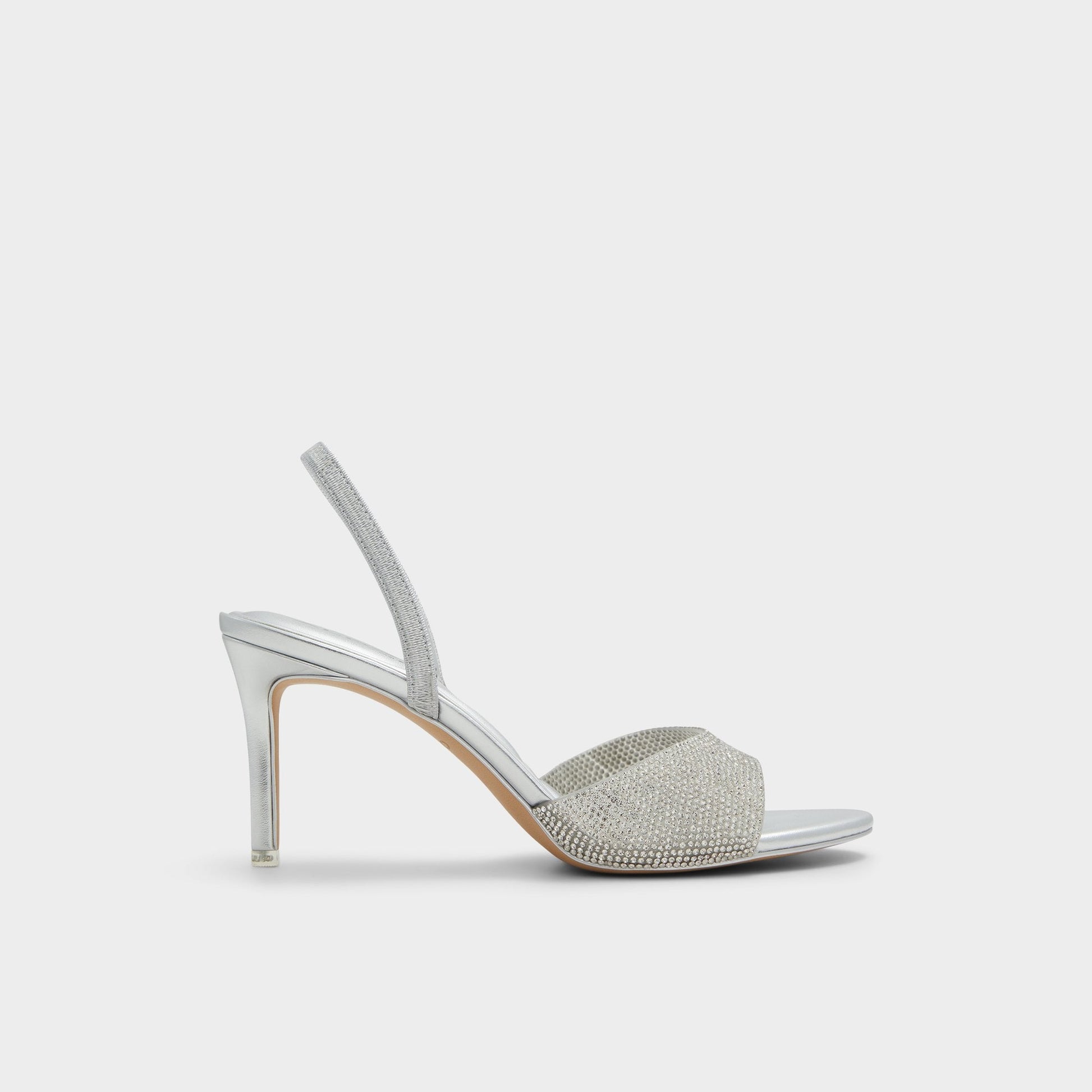 Aitana in Silver - Strappy heeled sandal, Stiletto heel - Silver