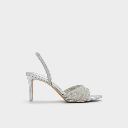 Aitana in Silver - Strappy heeled sandal, Stiletto heel - Silver