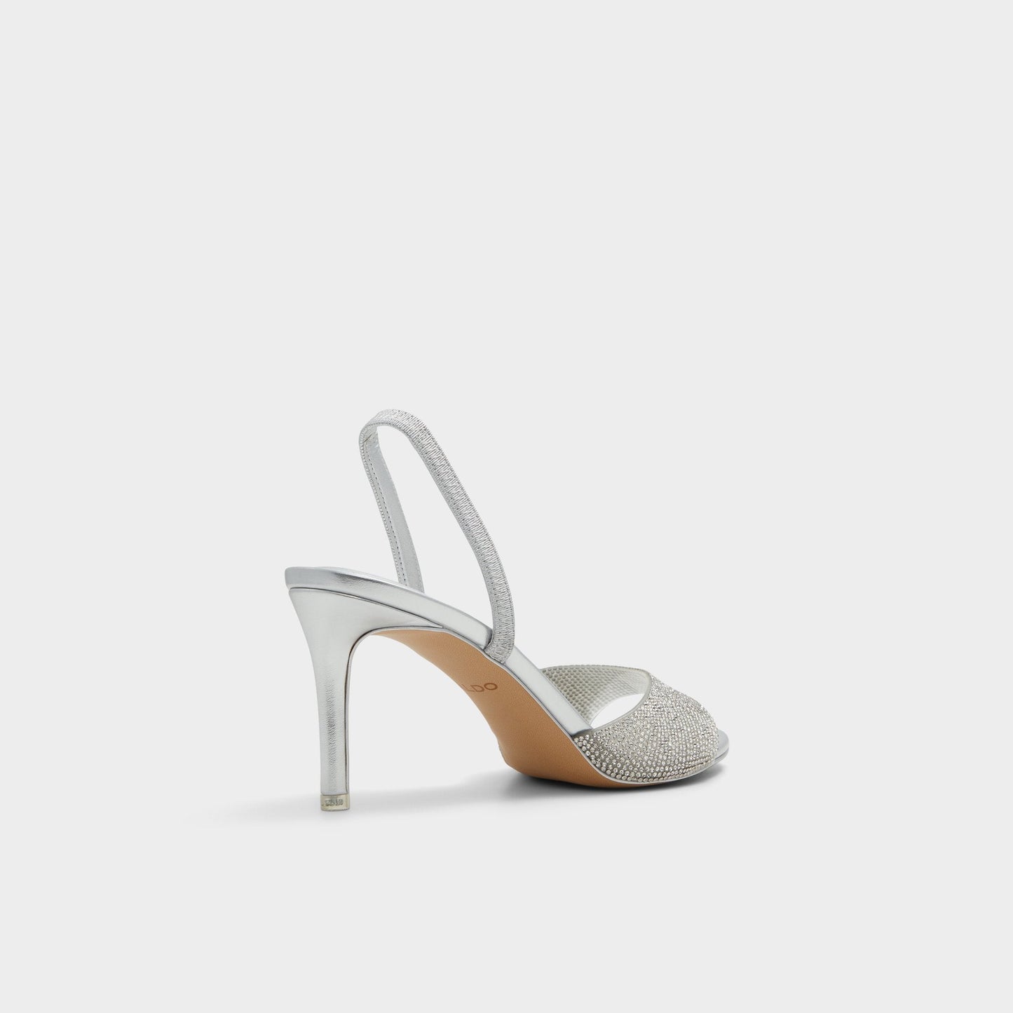 Aitana in Silver - Strappy heeled sandal, Stiletto heel - Silver
