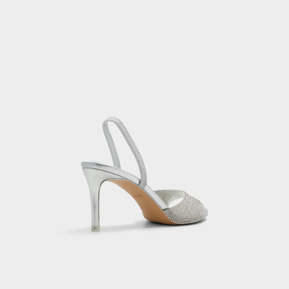 Aitana in Silver - Strappy heeled sandal, Stiletto heel - Silver
