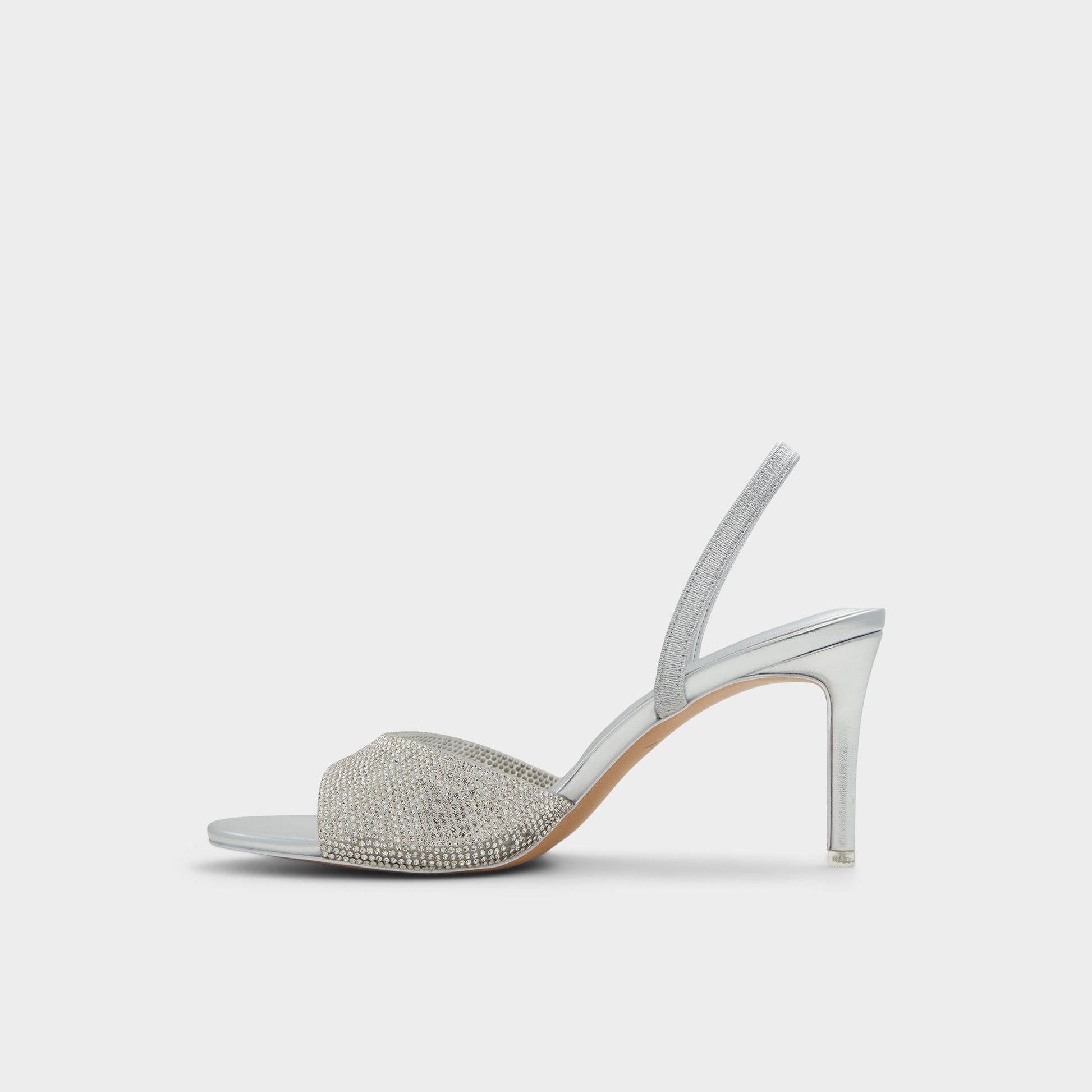 Aitana in Silver - Strappy heeled sandal, Stiletto heel - Silver