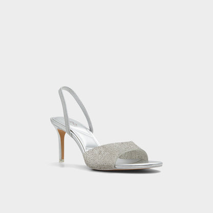 Aitana in Silver - Strappy heeled sandal, Stiletto heel - Silver