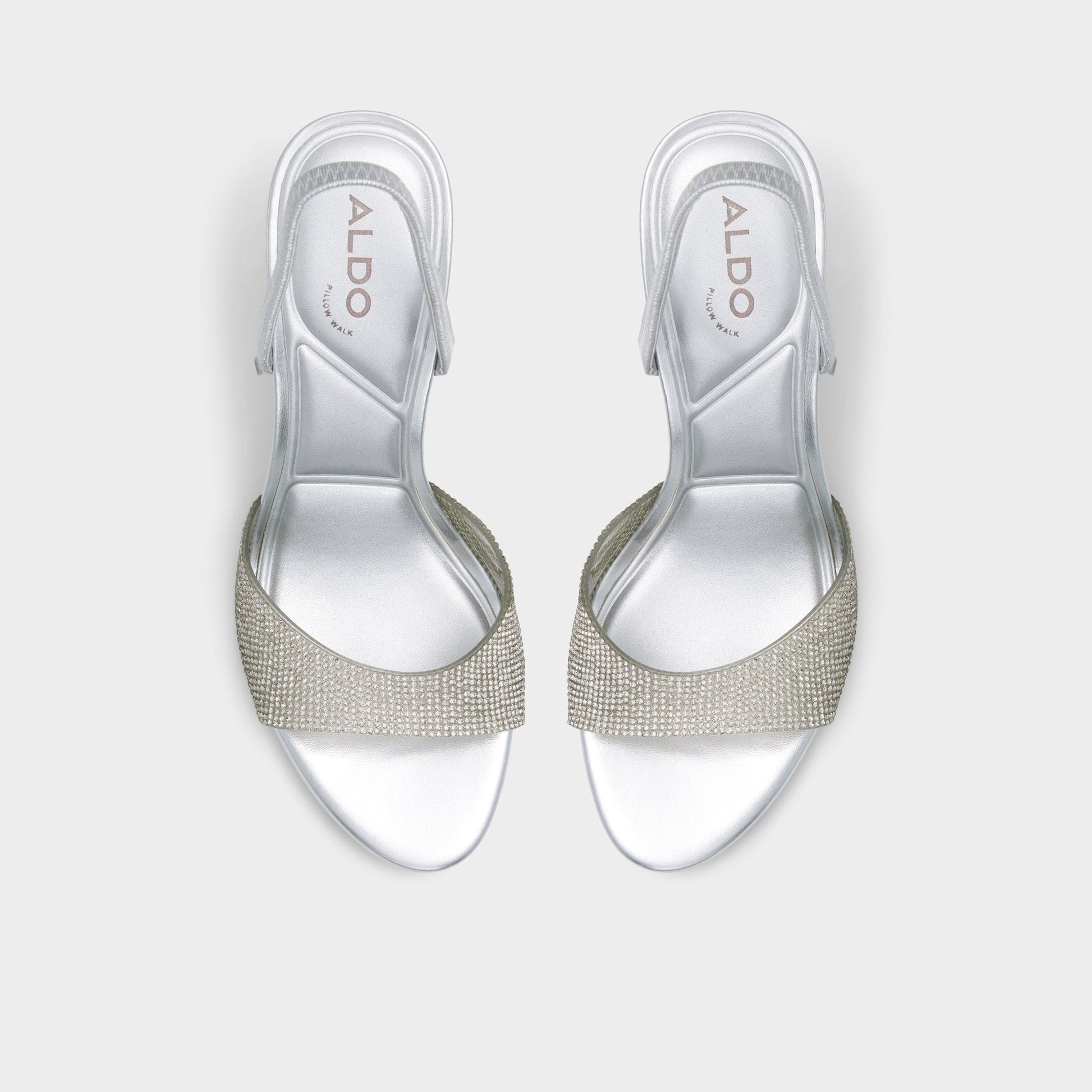 Aitana in Silver - Strappy heeled sandal, Stiletto heel - Silver