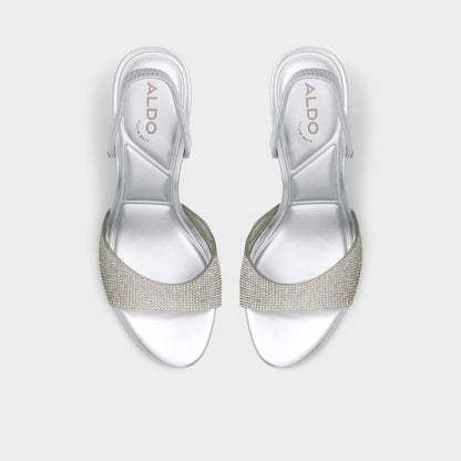 Aitana in Silver - Strappy heeled sandal, Stiletto heel - Silver
