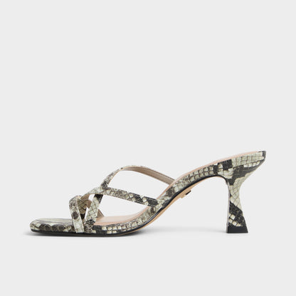 Calypsa White/Black Women's Animal Prints - Strappy heeled sandal - White/Black