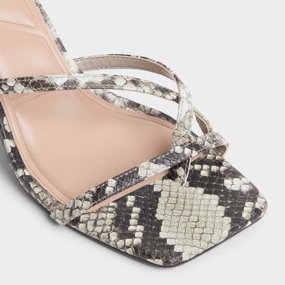 Calypsa White/Black Women's Animal Prints - Strappy heeled sandal - White/Black