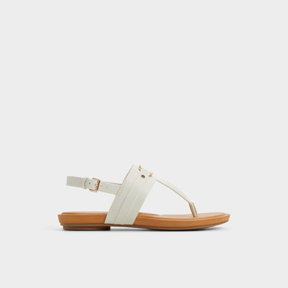 Taylen White/Bone Women's Footbed sandals - T-strap sandal - White/Bone