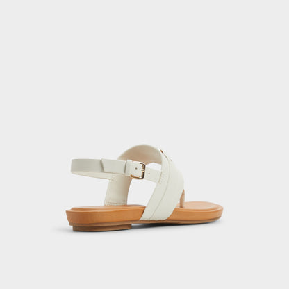 Taylen White/Bone Women's Footbed sandals - T-strap sandal - White/Bone