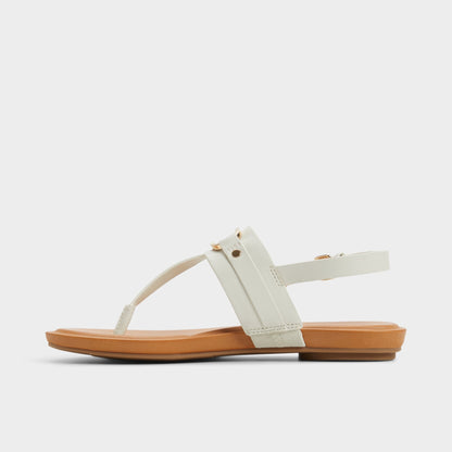 Taylen White/Bone Women's Footbed sandals - T-strap sandal - White/Bone