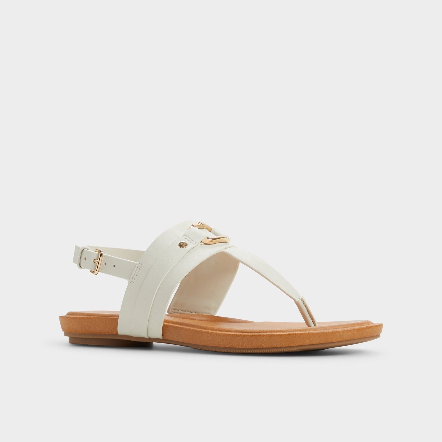 Taylen White/Bone Women's Footbed sandals - T-strap sandal - White/Bone