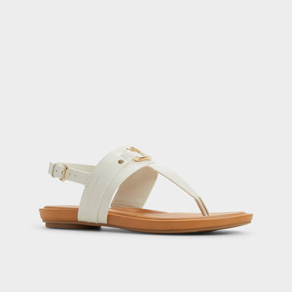 Taylen White/Bone Women's Footbed sandals - T-strap sandal - White/Bone