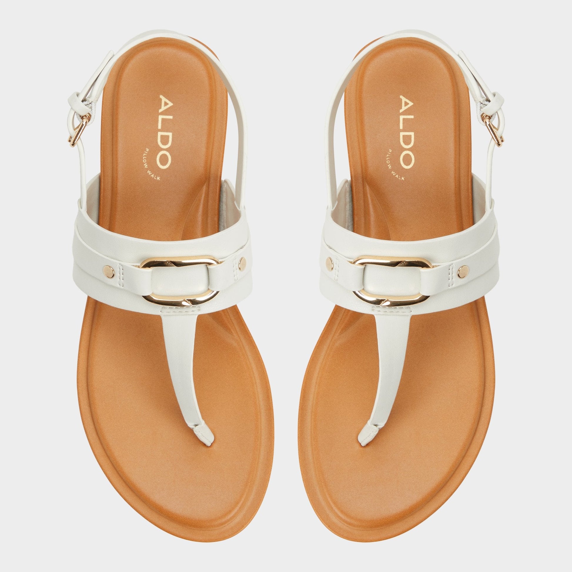 Taylen White/Bone Women's Footbed sandals - T-strap sandal - White/Bone