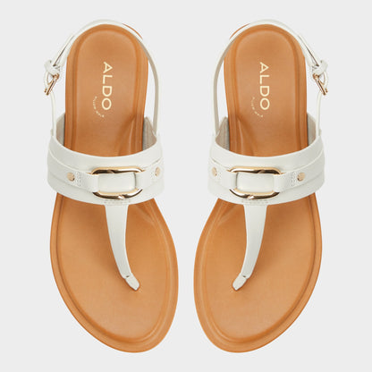 Taylen White/Bone Women's Footbed sandals - T-strap sandal - White/Bone