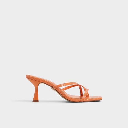 Calypsa Medium Orange Women's Heeled mules - Strappy heeled sandal - Medium Orange