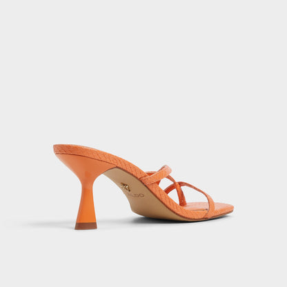 Calypsa Medium Orange Women's Heeled mules - Strappy heeled sandal - Medium Orange