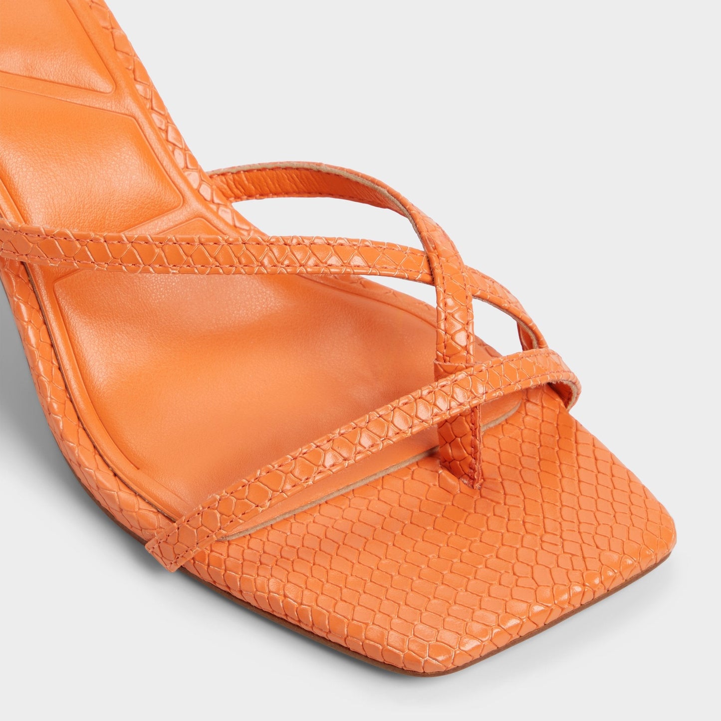 Calypsa Medium Orange Women's Heeled mules - Strappy heeled sandal - Medium Orange