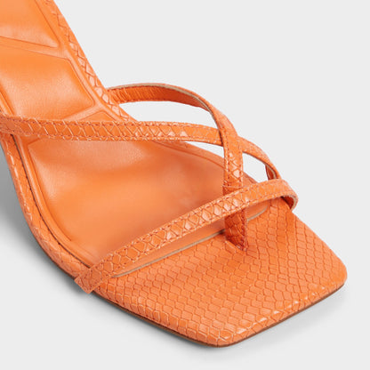 Calypsa Medium Orange Women's Heeled mules - Strappy heeled sandal - Medium Orange