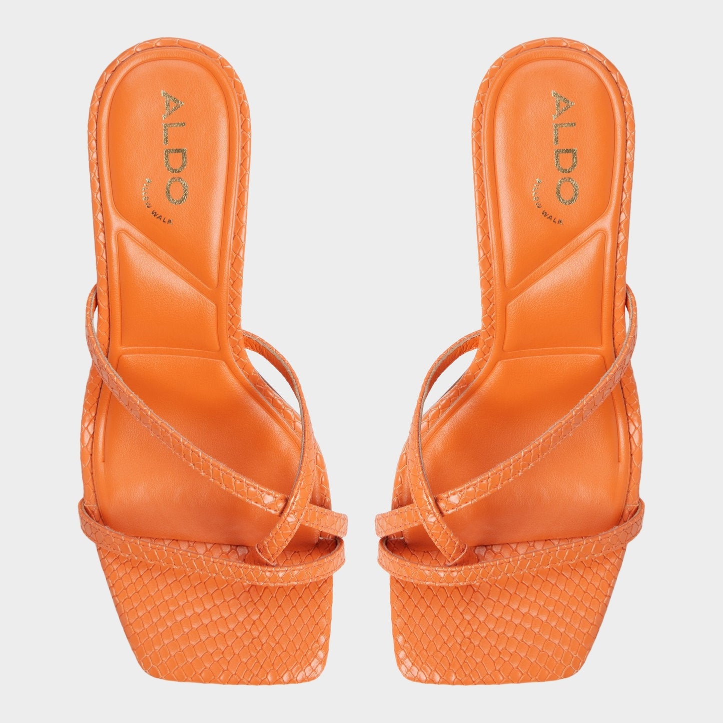 Calypsa Medium Orange Women's Heeled mules - Strappy heeled sandal - Medium Orange