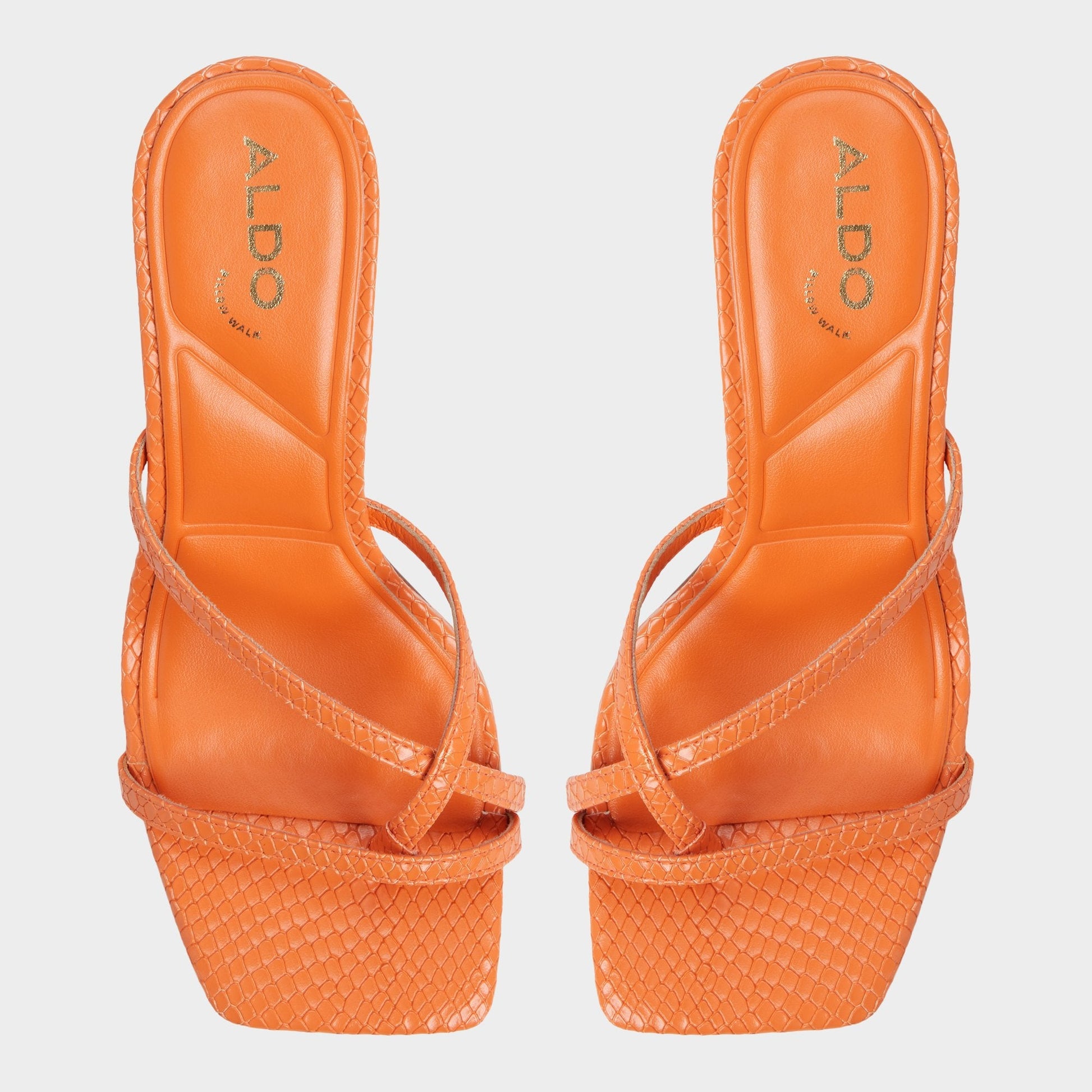 Calypsa Medium Orange Women's Heeled mules - Strappy heeled sandal - Medium Orange