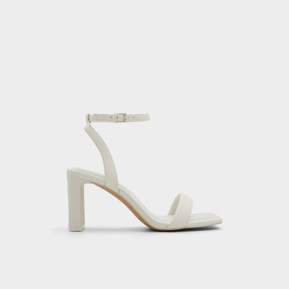 Aurorai White/Bone Women's Strappy sandals - Strappy heeled sandal, Block heel - White/Bone