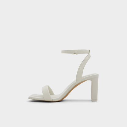 Aurorai White/Bone Women's Strappy sandals - Strappy heeled sandal, Block heel - White/Bone
