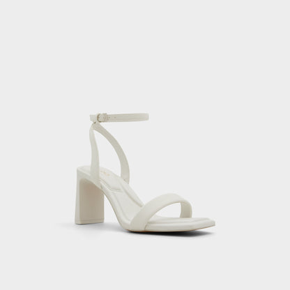 Aurorai White/Bone Women's Strappy sandals - Strappy heeled sandal, Block heel - White/Bone